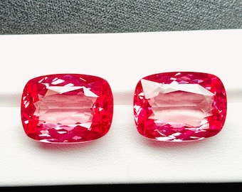Lab grown (Hydrothermal) Padparadscha Sapphire Big size Cushion pair (15x20x9 , 58.10cts Approximately) , loose gemstone