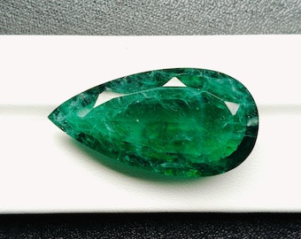Lab Grown Synthetic Emerald (Nanosital #Z22) 20X40X10 Pear | 59.85cts Loose Gemstone For Jewelry