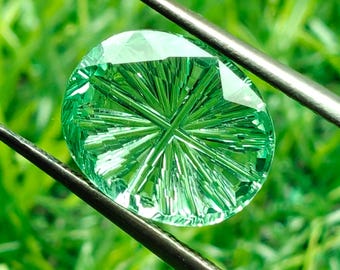 VVS1 Clarity Lab Grown Green Sapphire 9X11 Oval Fantasy Cut Loose Gemstone With Certificate
