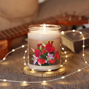 Rose Bouquet Scented Soy Candle - Aromatherapy Gift, Home Fragrance, Fall Decor, Mother&#39;s Day, Birthday Candle
