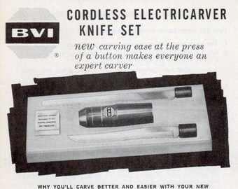 1960 BVI Cordless Electric Knife Instruction Brochure Advertising Ephemera