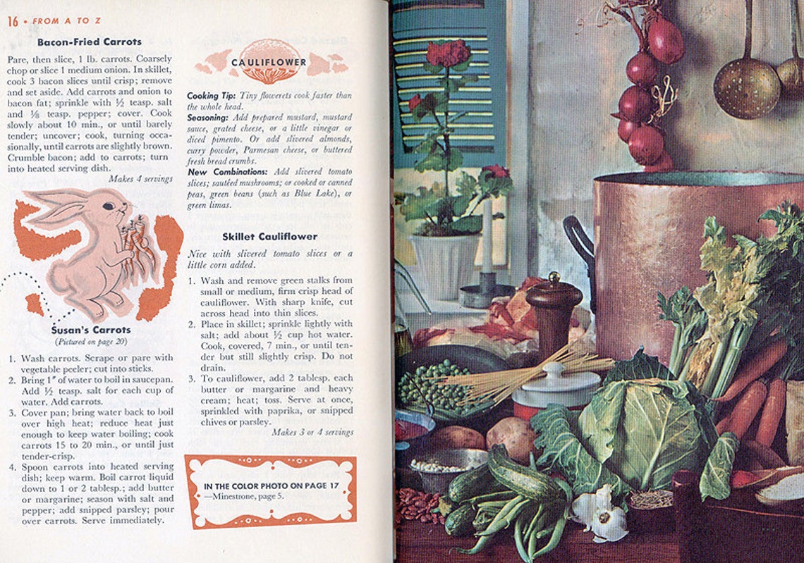 Vintage Good Housekeeping Cookbook BOOK OF VEGETABLES 1950s Recipe Book