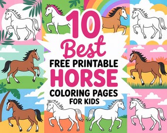 Pferde Malvorlagen | 10 druckbare Pferde Designs für Kinder & Erwachsene | Sofortiger digitaler Download | Entspannende Pferde Malvorlagen