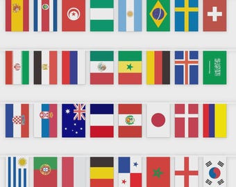 32 Country Soccer String Flag Banner 40Ft | World Cup 2026 Party & Sports Bar Decor