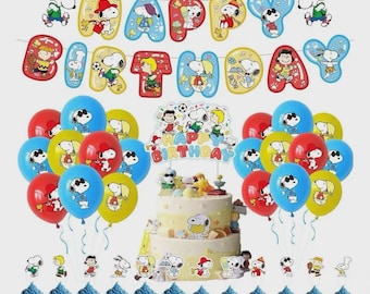 Classic Cartoon Beagle Birthday Party Decorations Kit | Banner, Balloons & Cake Toppers