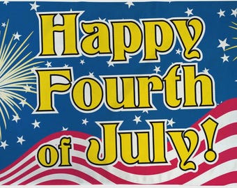 Happy 4th of July Flag | Polyester Patriotic USA Banner (3x5 ft)