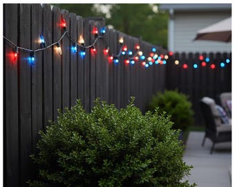 100ct Red White Blue String Lights, Patriotic Decor, Waterproof Mini Lights (Indoor Outdoor)