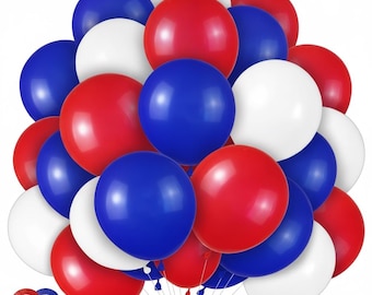 100 Pack Latex Balloons, Red White Blue Party Decorations
