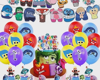 Colorful Emotions Birthday Party Decorations Kit | Banner, Balloons & Cake Toppers Set