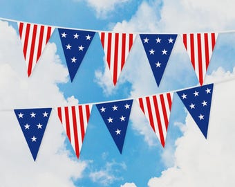 Patriotic Star and Stripe Bunting Banner | USA Flag Garland, Polyester Party Decor