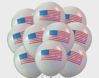 6ct American Flag Print Latex Balloons | 12" Patriotic Party Decor