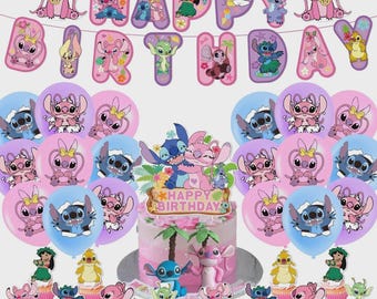 Tropical Hawaiian Birthday Party Decorations Kit | Blue Alien Theme Banner, Balloons & Cake Toppers