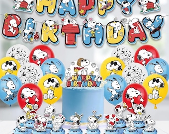 Snoopy Theme Birthday Party Supplies Set Balloon Banner Cake Toppers US Stock