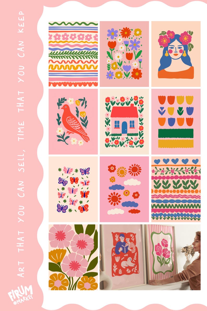 Bundle of 50 high-resolution digital printable wall art files with full commercial use license included. Designed for small business owners, print-on-demand sellers, and creative entrepreneurs who need stylish, ready-to-sell artwork. Perfect for Etsy shops, resale, or adding to physical products like posters, canvas, and home decor. A time-saving solution for launching or expanding your art collection with ease and personality.