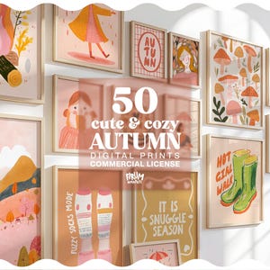Conjunto de láminas Dopamine Autumn Prints, arte otoñal de moda en tonos tierra, licencia comercial, descarga digital / 116