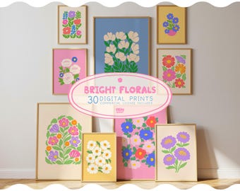 Neon Florals Prints – 30 Bright Flower Art, Reselling Rights, Dopamine Decor, Digital Download | 147