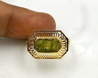 Natural Moldavite Rings 925 Sterling Silver Rings Gold Ring Christmas Gifts