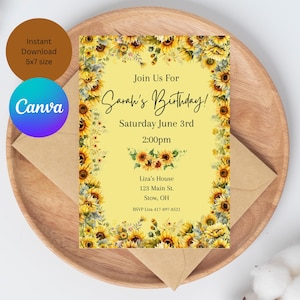 Printable Sunflower Birthday Invite