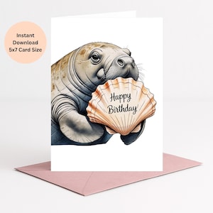 Printable Manatee Birthday Card