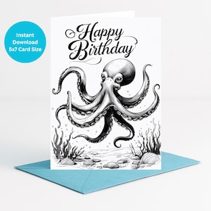 Printable Octopus Birthday Card