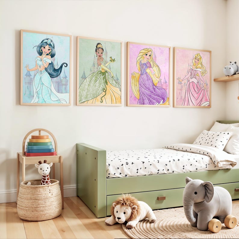 Princess Watercolor Prints Set of 10 - Aurora, Cinderella, Snow White ...