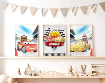 Décoration murale personnalisée du film Cars, décoration Lightning McQueen pour chambre d'enfant (téléchargement numérique)