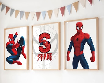 Spiderman Personalized Name Print Set, Superhero Room Decor (Digital Download)
