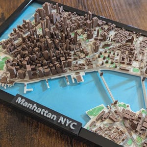 Modello in miniatura stampato in 3D di Lower Manhattan a New York v2 – Paesaggio urbano, stampato in 3D, esposizione geografica, regalo per viaggiatori, arredamento per la casa