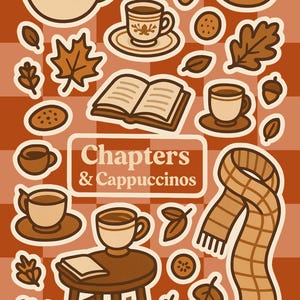 Kindle Clear Case Insert – “Chapters & Cappuccinos” | Cozy Coffee Bookish Back Cover | Digital Download for Paperwhite, Scribe, Oasis, Basic