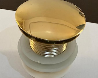 Brass Pop Up Drain for Bathroom Sink | Unlacquered Solid Brass Sink Stopper | Vintage Style Drain