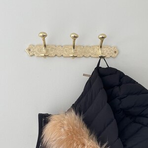 Handcrafted Brass Wall Hooks , Unlacquered Coat Hanger , Vintage Clothes Hook , Rustic Bathroom Towel Holder , Wall Mounted