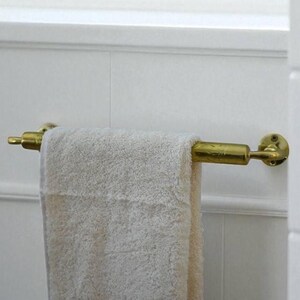 Unlacquered Brass Towel Bar | Handmade Moroccan Bathroom Hardware | Rustic Towel Rod Holder