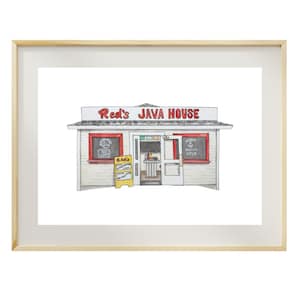 Akvarelltryck av Reds Java House: Gatukonst i San Francisco Embarcadero-butik