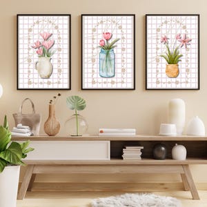 Floral Wall Art Prints - Nursery, Kids Room & Living Room Wall Decor, Printable Artwork