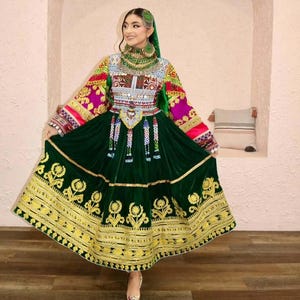 Exquisite afghani Traditional Dress with Intricate Embroidery - Handmade Clothing for Women&quot;