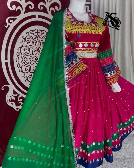 shocking pink and green dress Bella Mae Maxi main image 1