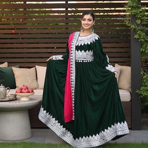 dark green eid dress FYMNSI Womens Embroidery Lace Abaya Evening Dress Long Sleeve V-neck Eid Dress Moroccan Kaftan Muslim Maxi Dress XL Dark Green