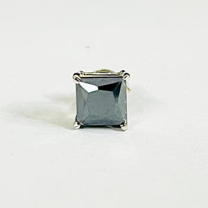 1.50 Ct Black Diamond Stud For Men Princess Cut In 925 Sterling Silver White Gold Plated AAA Certified ! Men&#39;s Stud, Single Stud