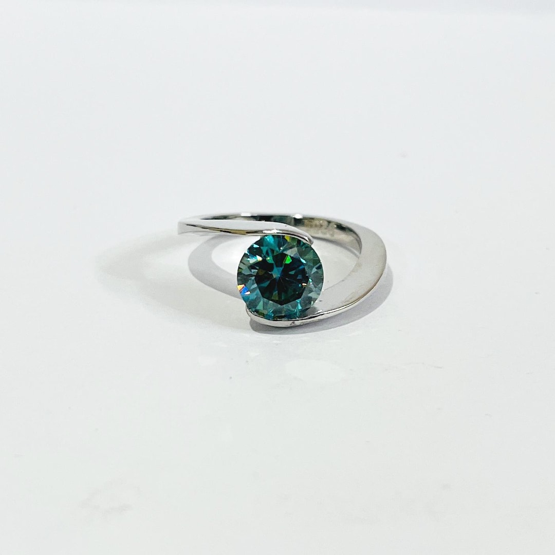Beautiful 2 Ct Blue Lab Created Diamond Ring in 925 Sterling Silver ...