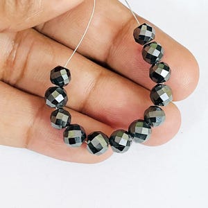 8 mm 12 Pcs Black Diamond Beads Round Faceted High Quality AAA Certified ! Loose Beads For Jewelry