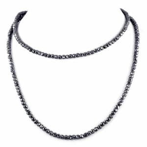 Collana di perline di diamanti neri da 4 mm, perline sfaccettate rotonde, ottima lucentezza, qualità certificata AAA! Collana di perline, collana unisex