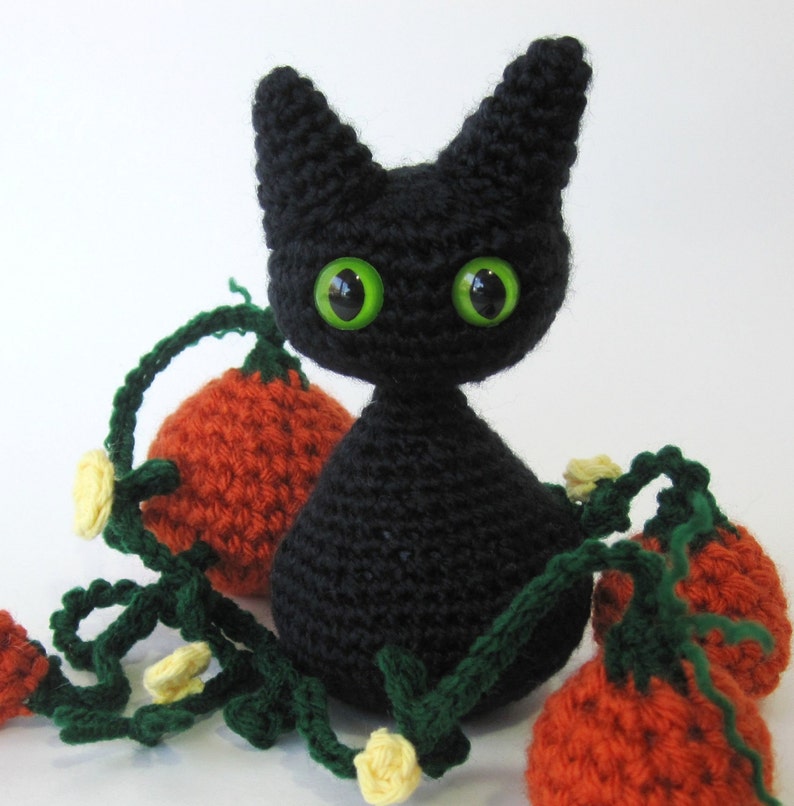 Halloween Crochet Pattern Cat Kitten Pumpkin Amigurumi W/ Etsy