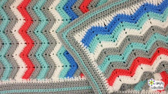 Crochet Pattern Rich Kids Chevron Blanket Crochet Pattern With Border Baby Blanket Afghan Throw Pdf