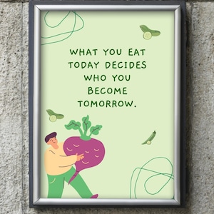 What You Eat Today – Motivational Food Quote | Healthy Eating Printable Wall Art | Kitchen Decor | Digital Download
