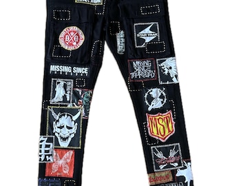 Custom Zillakami Sosmula Cargo MST Whiskey black whiskey Missing Since Thursday patched zipper front pocket jeans