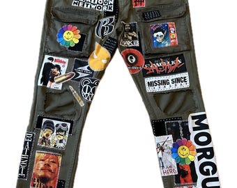 Custom Zillakami Sosmula Cargo MST Missing Since Thursday patched zipper front pocket jeans