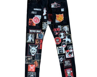 Jeans Custom Zillakami Sosmula Cargo MST Whiskey whisky nero Missing Since Thursday con cerniera frontale e tasca applicata