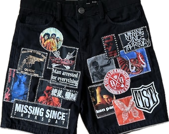 Custom Zillakami Sosmula MST Missing Since Thursday patched shorts jeans
