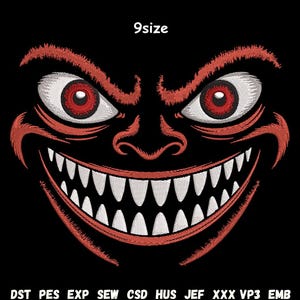 Sinister Face Embroidery Design, Dark, Streetwear Art (Instant Download)