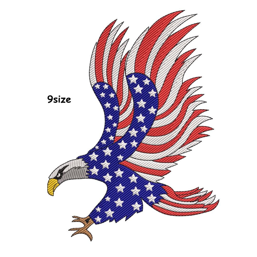 American Eagle Flag Embroidery Design, Patriotic USA Machine File ...